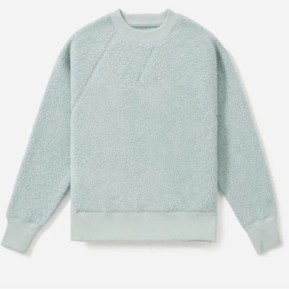 EVERLANE ReNew Fleece Raglan Sweatshirt in Pale Sage- Size L - Picture 3 of 8